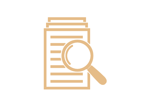 papers with magnifying glass icon